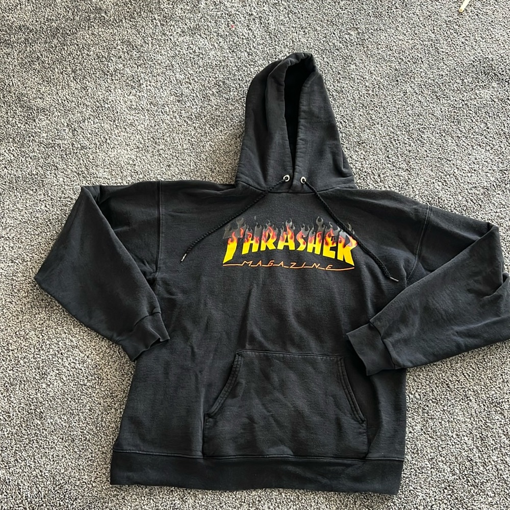 Thrasher black hoodie size medium with some shrinking